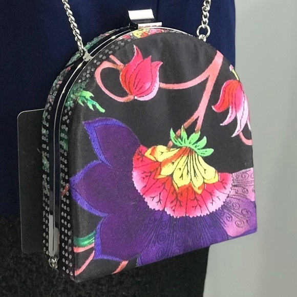 Zara studded floral clutch crossbody handbag evening - Picture 6 of 8